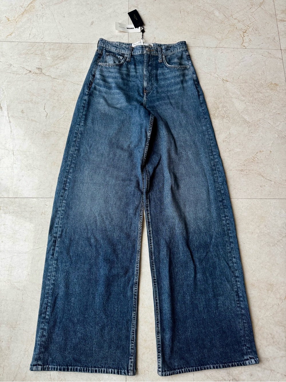 Rag & Bone Miramar Terry Sophe Wide Leg High-Rise Blue Women's Jeans size 25 - Picture 5 of 15